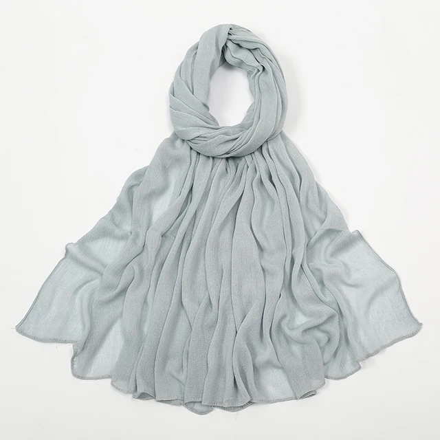 Nouveau Hijab en rayonne froissé pour femmes, écharpe musulmane, châles longs, Turban islamique solide, bandeau Heascarf, bandeau Ramandan