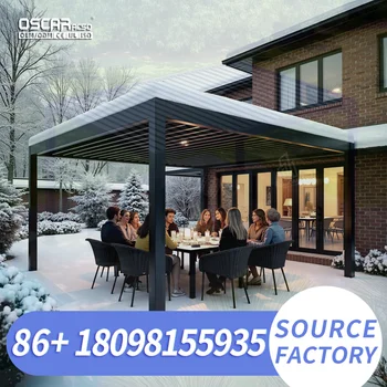 Pergola in Alluminio con Tetto a Lamelle Isolato, Ecologica, Resistente al Vento, Impermeabile, per Giardini, Cortili e Terrazze USA
