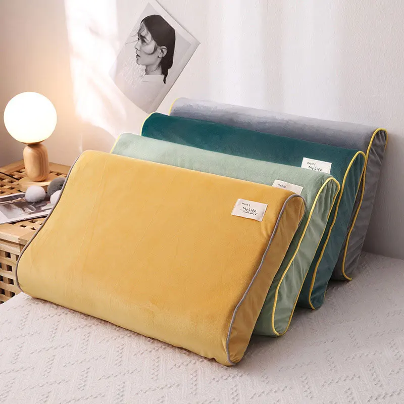Velvet Pillow Case Supersoft Latex Pillowcase Winter Warm Solid Color