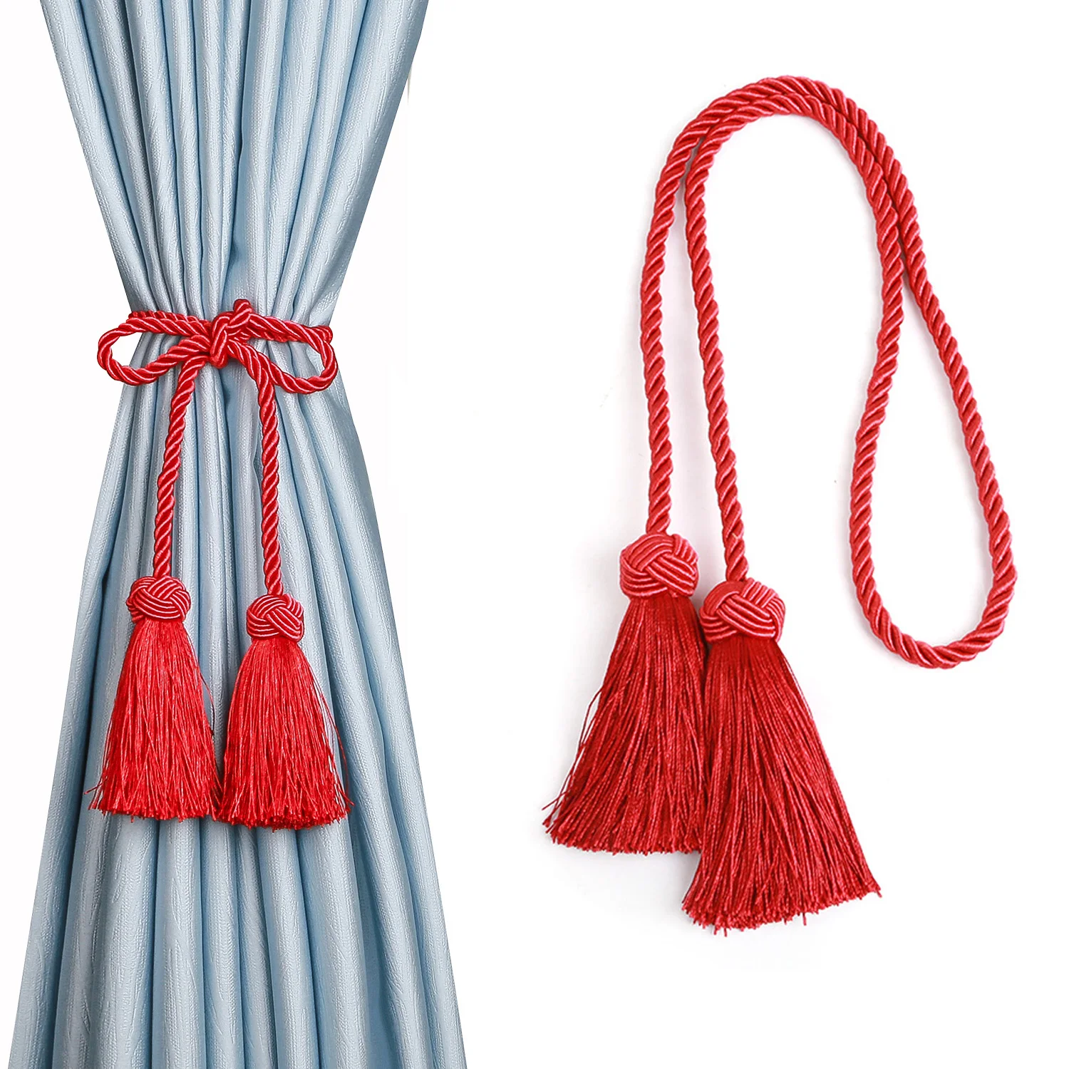 1Pc Tassel Tieback Curtain Holder Buckle Rope Polyester Handmade Hanging Ball Fringe Decoration For for Livingroom Accessory