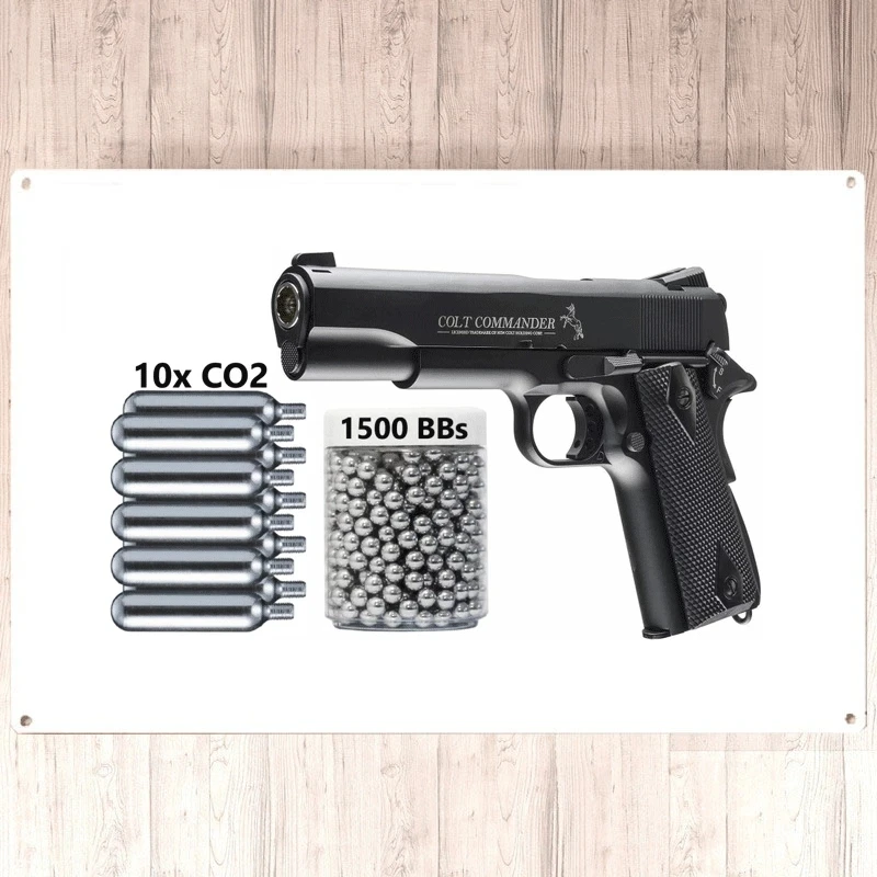 

New low price Co2 Bullets Air Pistols Series Hand Metal Poster Vintage Rust Metal Plate Tin Sign Decor for Bar Garage Wall