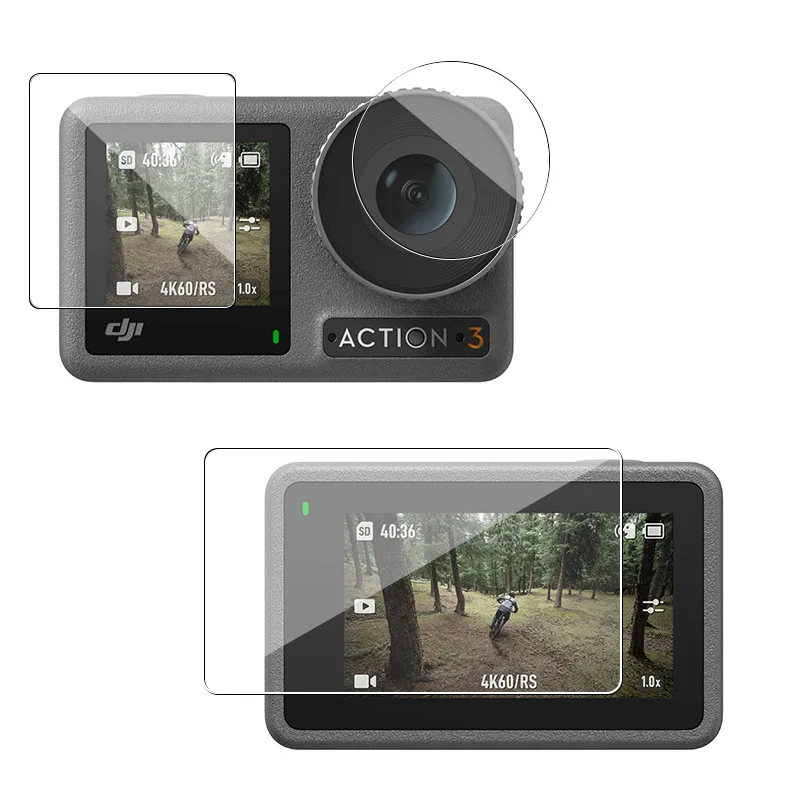 Description Picture 2 of item3pcs Tempered Glass Films Lens Screen Explosion-proof Protection Film for DJI Osmo Action 3/ Action 4 Camera Accessories