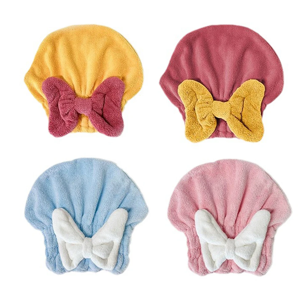 Description Picture 5 of itemFast Drying Hair Turban Wrap Towels Shower Cap Quick Dry Magic Hair Turban Wrap Bow-Knot Shower Cap for Girls/Women