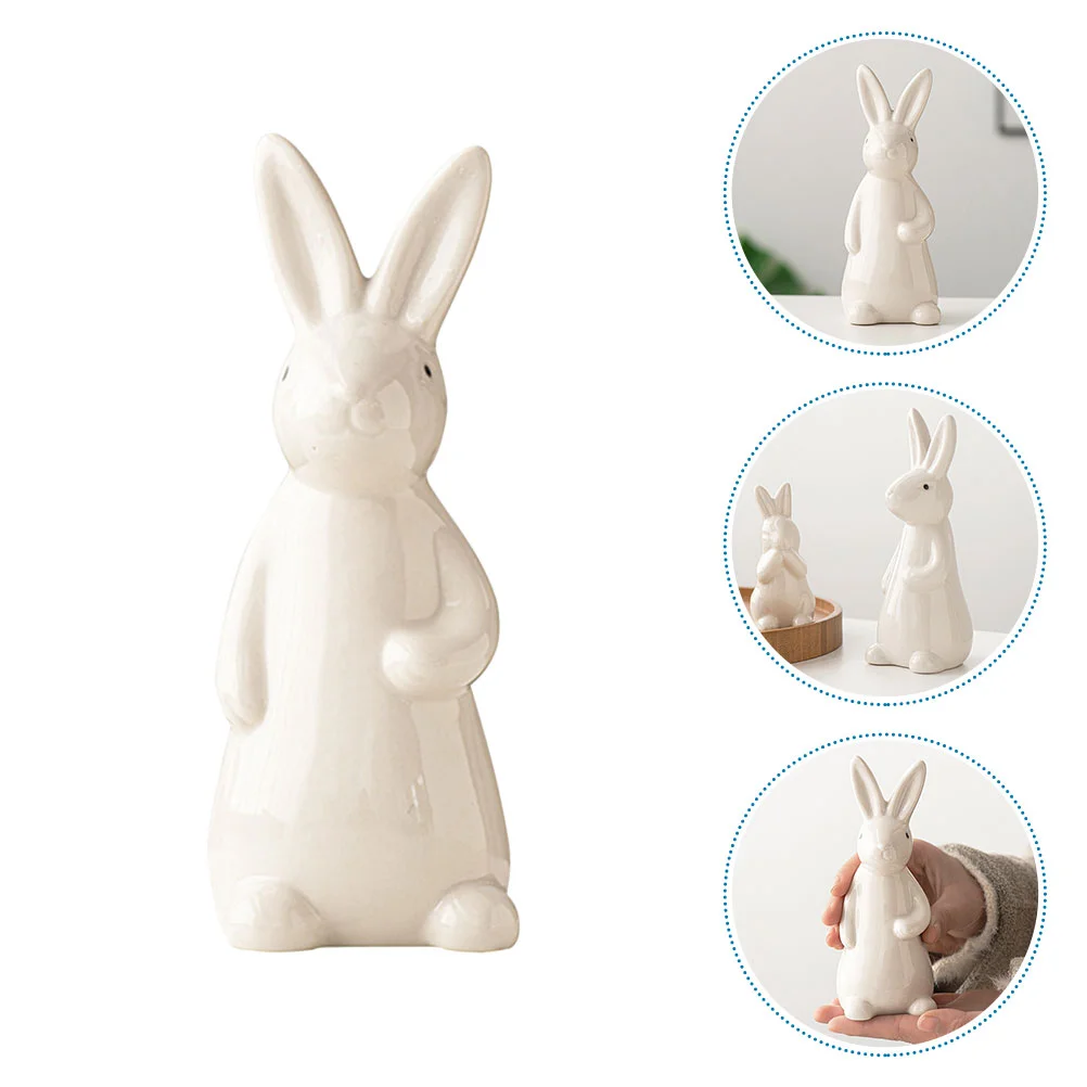 

Ceramic Rabbit Ornament Decor Bunny Household Delicate Animal Table Small Shaped Craft Ceramics Figurine Room