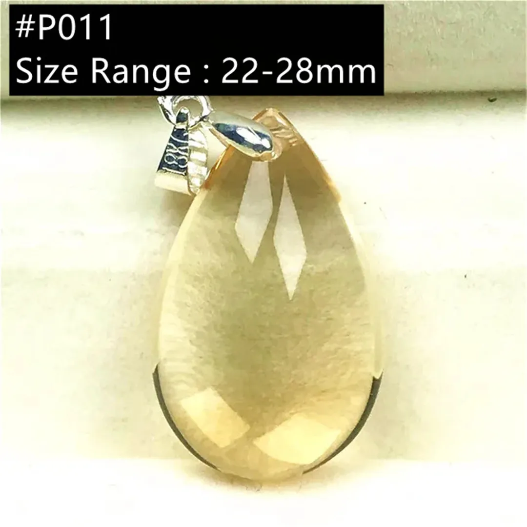 

Top Natural Yellow Citrine Necklace Pendant Jewelry For Woman Man Gift Silver Clear Quartz Crystal Beads Water Drop Stone AAAAA
