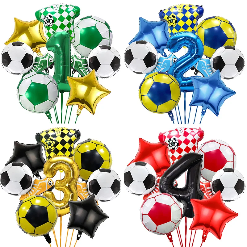 8-teiliges Fußball-Folienballon-Set, 32 Zoll, grüner Zahlenballon, 0–9, Fußball-Thema, Kindergeburtstag, Party-Dekoration – Detail 1