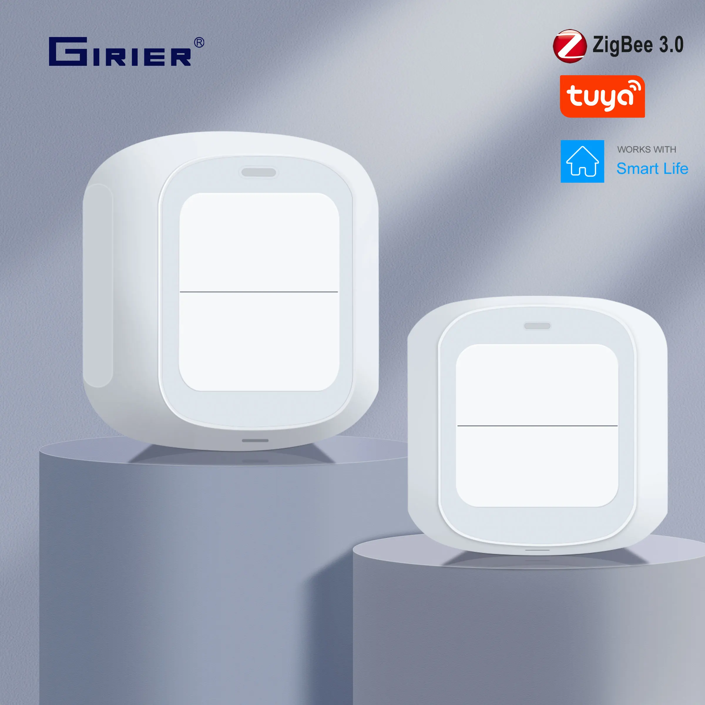 Girier ZigBee WiFi Wireless Push Button Scene Switch 2 Gang Mini Smart Home