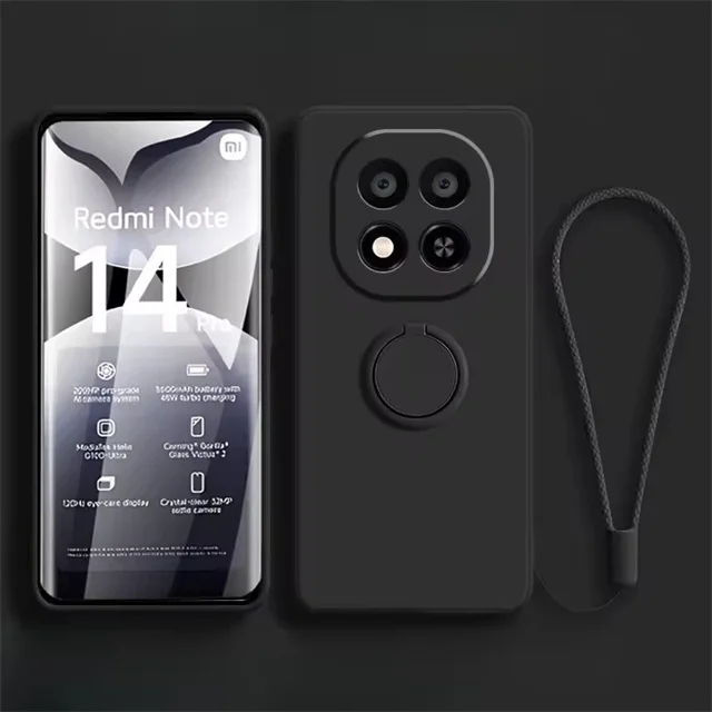 Liquid Silicone Case with Ring Holder and Strap