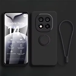 Liquid Silicone Case with Ring Holder and Strap for Note 8T (Black)