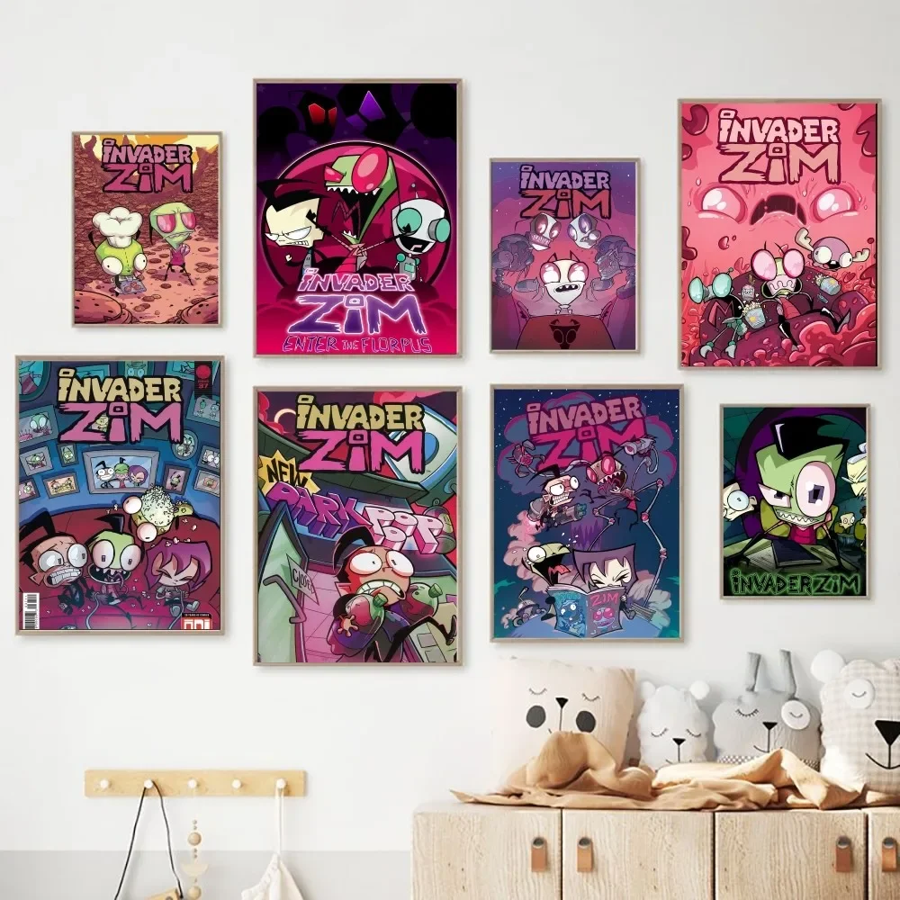 Фото Invader Zim мультяшный плакат из крафт-бумаги, искусство, живопись, наклейки для учебы №1