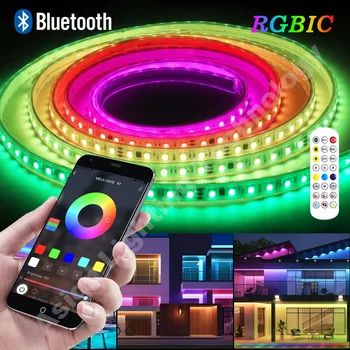 LED 스트립 조명, 방 장식용 방수 네온 조명, 블루투스 제어, 유연한 테이프 5050, SMD RGB, RGBIC 110V, 220V, 50M, 30M