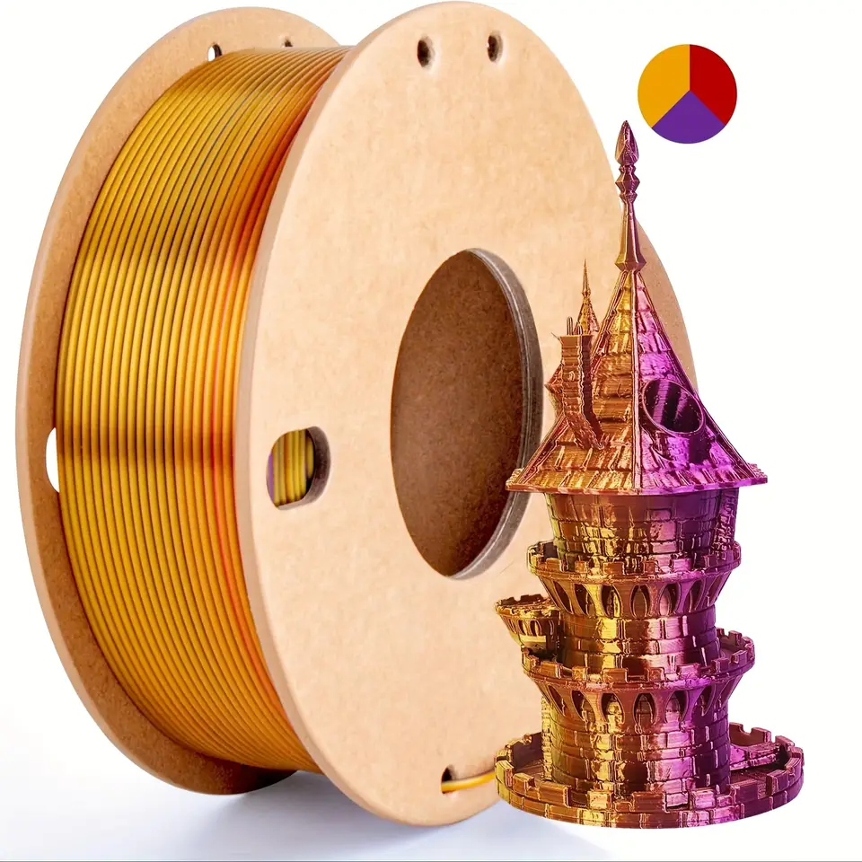 Three Color PLA Silk Filament 250g per Roll Net Weight, Suitable for FDM 3D Printers, 1.75mm Silk PLA 3D Printing Material. image 3