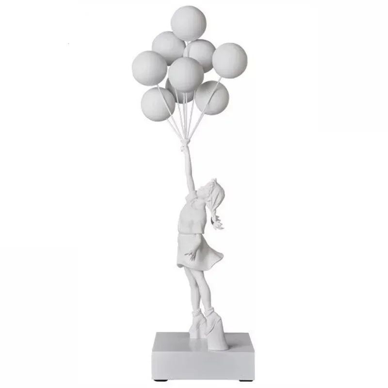 

58CM Art Balloon Girl Statues Healing Flying Balloon Girl Sculpture Resin Craft Home Living Room Decor Gift