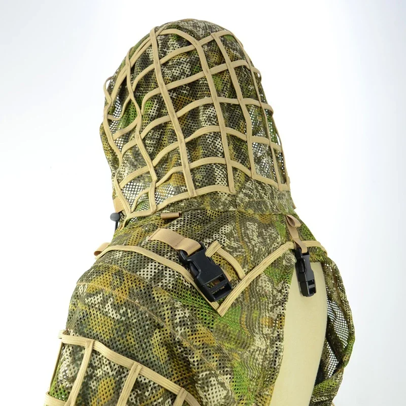 Vêtements Ghillie châle mesh tactique sniper 3D - tenue camouflage combat chasse pêche extérieur