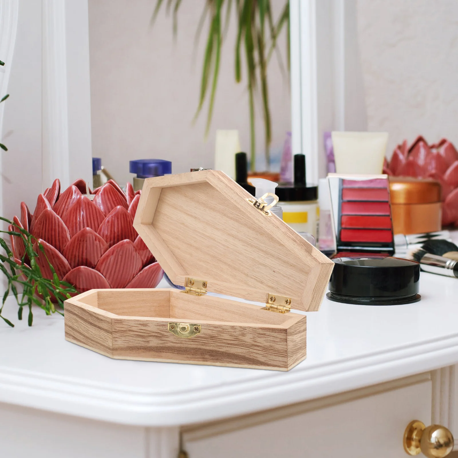 Mini Coffin Shaped Novelty Bag Gift Wooden Box Necklace Organizer Decor Ornaments for Crafts 6