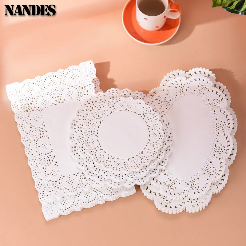 150Pcs Kitchen Fried Food Special Flower Bottom Paper Oil-absorbing Paper Baking Cake Pizza Snack Round Household Lace Paper Pad 1