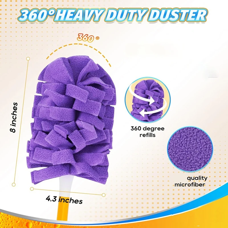 L99A-Duster Refill For Swiffer Duster Extended Handle-Reusable Heavy Duty Dusters Refills 360 For Swiffer Duster Handle