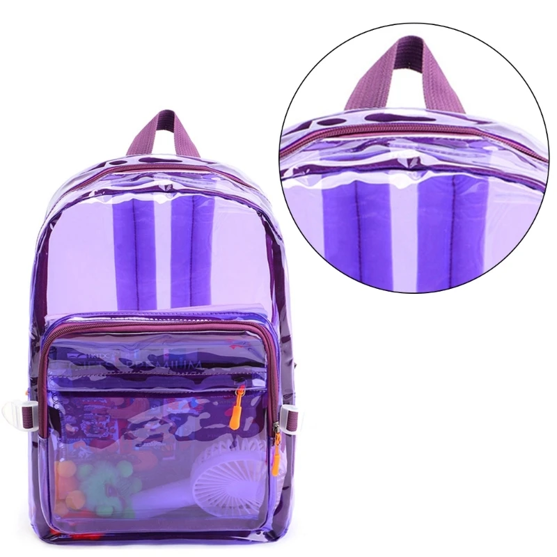 Women PVC Casual Clear Backpack Travel Daypacks Outdoor Laptop School Bag