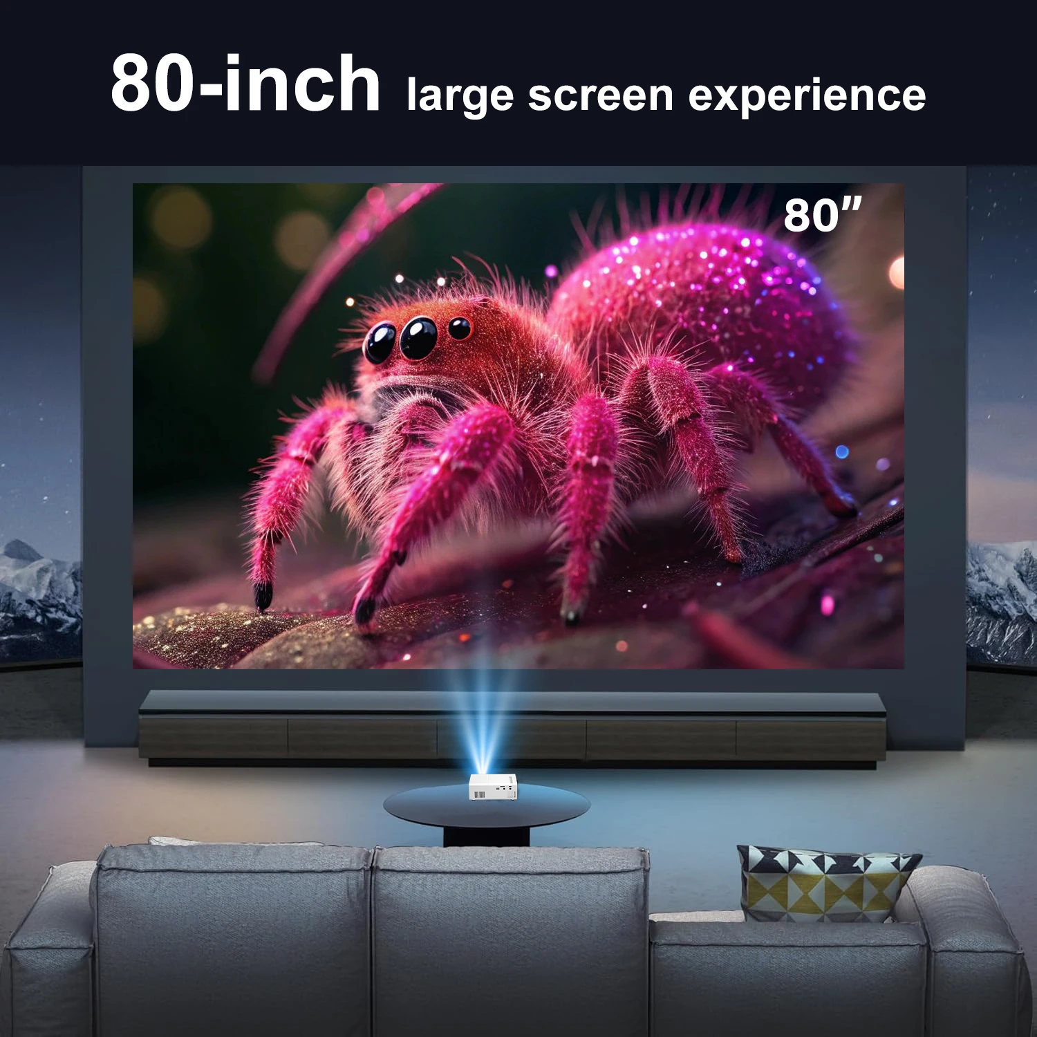 جهاز عرض صغير محمول مع USB وHDMI، مدمج عالي الدقة...