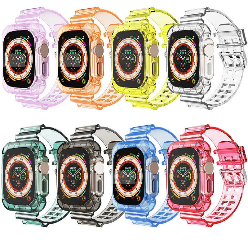 

For Apple Watch Ultra Soft Clear Sports Protective Case Band Strap Cover 49mm Apple Watch Ultra For iWatch Ultra TPU Straps