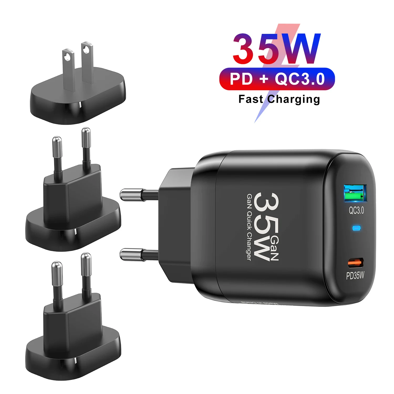 Caricabatterie Usb A/C 35W Tipo C Pd Ricarica Rapida Per Iphone 15 Pro Max Ipad Pro Airpods Ipad Mini Huawei Xiaomi Samsung Oneplus Oppo