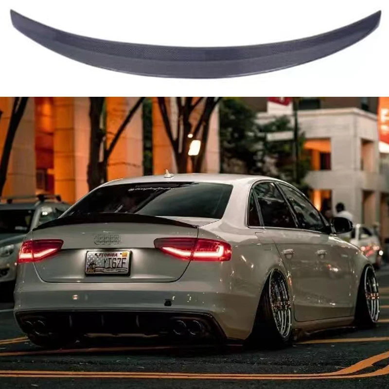 

For Audi A4 B8.5 4 Door Sedan 2013 2014 2015 2016 Hk Style High Quality Carbon Fiber Rear Wing Roof Rear Box Decorated Spoiler