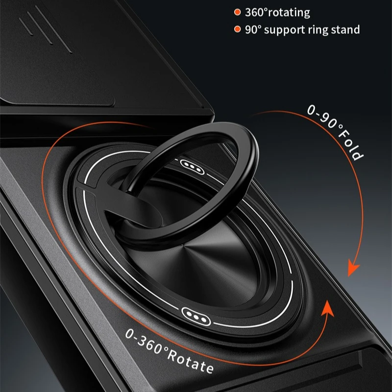 Armor Ring Phone Case with Lens Protection and Magnetic Stand Holder