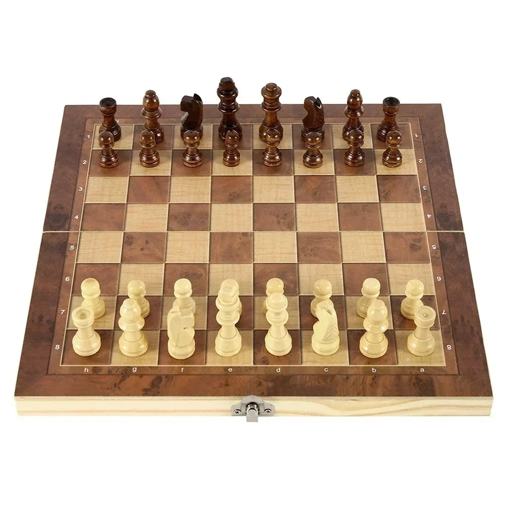 3 in 1 Chess Board Folding Wooden Portable for Adults Chess Checkers Backgammon board game board game toy