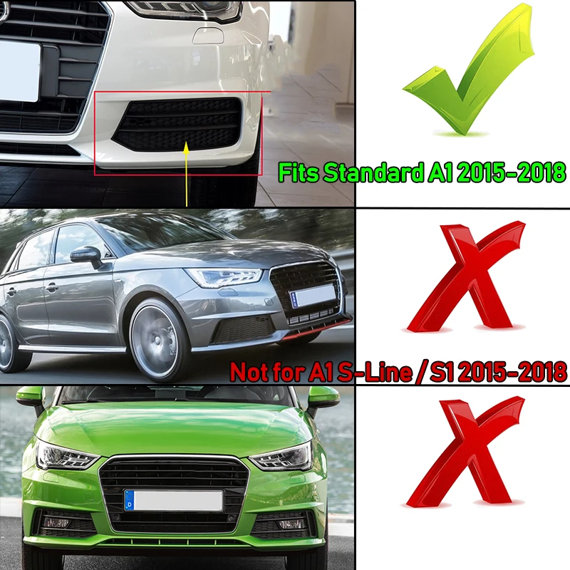 2x Honeycomb Front Bumper Fog Light Cover Grill Grilles For Audi A1 8X 2015-2018