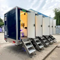 Remorque de toilettes mobiles de luxe pour le glamping, remorque de toilettes portables avec douche, climatisation et éclairage LED pour le camping familial à la plage 1