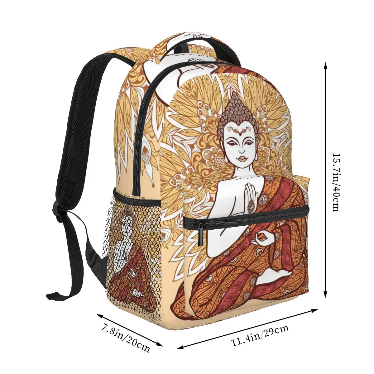 Buddha With Ornamental Mandala Backpack for Girls Boys Travel RucksackBackpacks for Teenage school bag