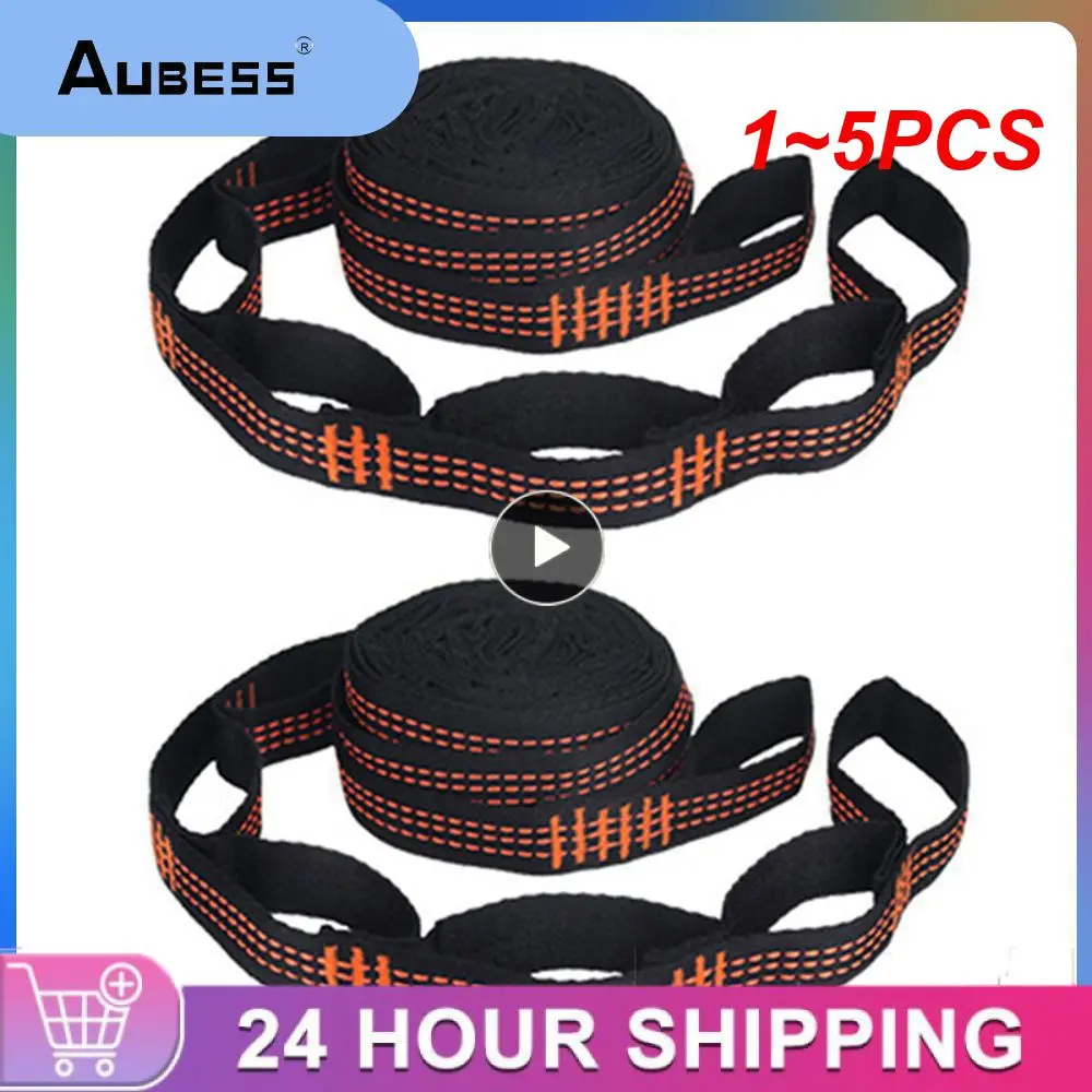 

1~5PCS Hammock Straps Special Reinforced Polyester Straps 5 Ring High Load-Bearing Barbed Black Outdoor Camping Hammock Straps