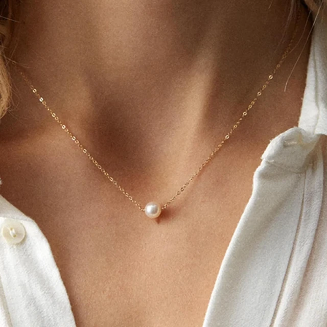 Fashionable and Minimalist Design Chain Single Pearl Necklace, Suitable for Women's Daily Party Jewelry Gifts