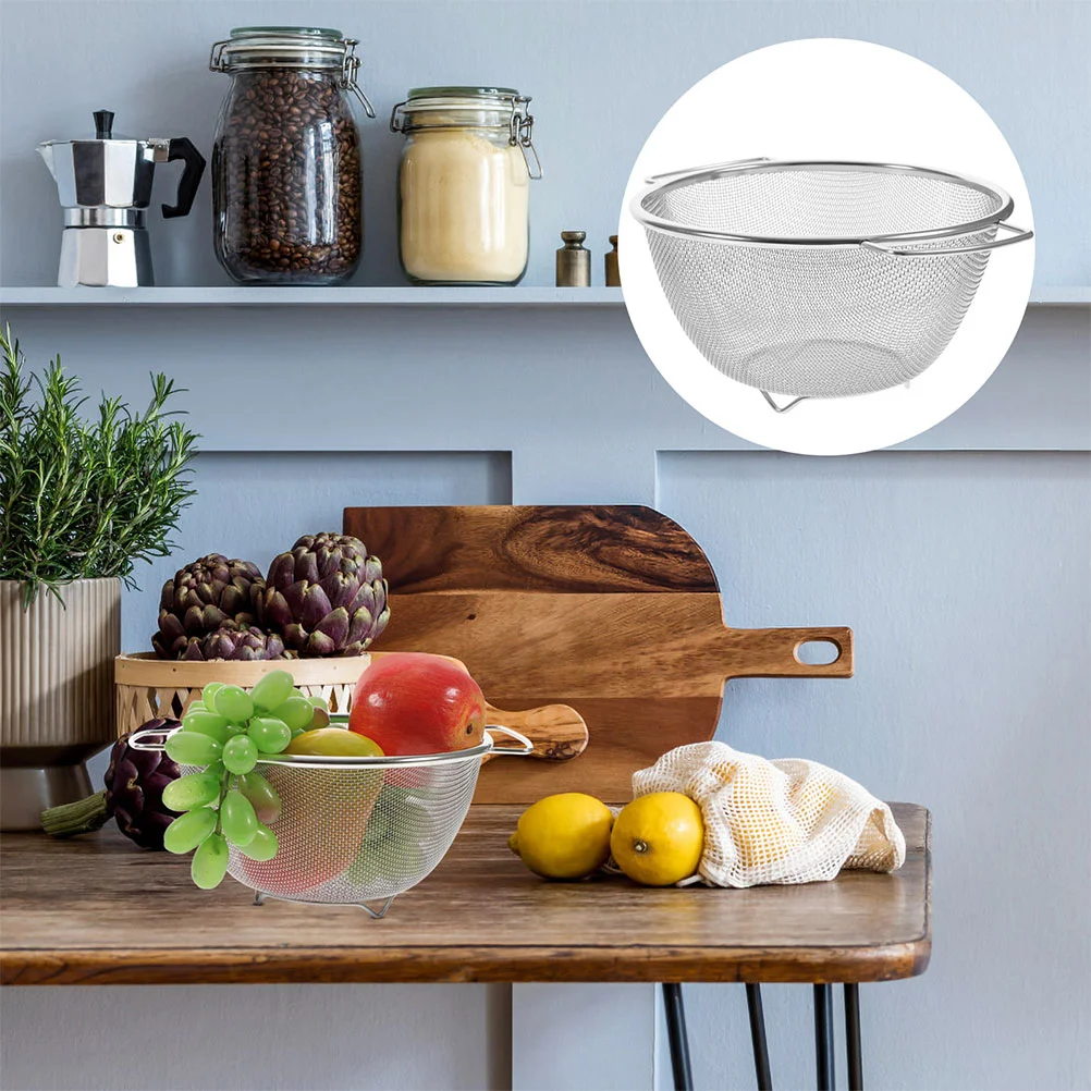 

Drain Basket Vegetable Filter Rice Washing Bowl Metal Strainer Kitchen Colander Fine Mesh Stainless Steel