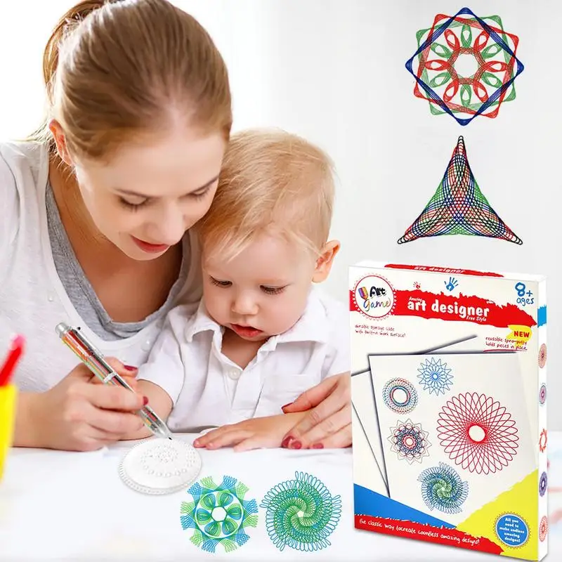 Geometric Drawing Ruler Spiral Art Spiral Stencils With Pens Paper For Drawing DIY Art Crafts Sketch Creation Children&s