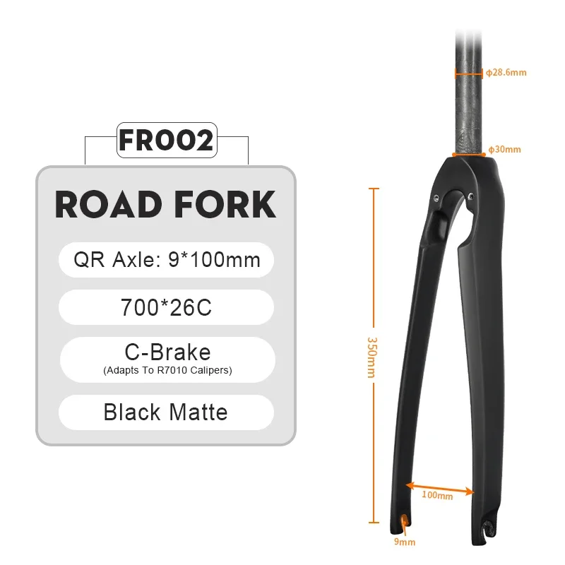 Fourche Carbone 3K Noir Fourche Vélo Route Carbone 700C Frein à Disque - Fixie/single Speed, 1 1/8, 3K Noir Trek Velo