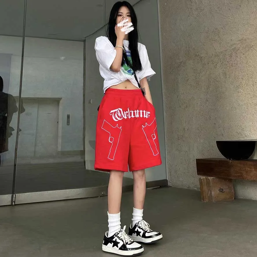 Emo Y2K Mens Summer Casual Streetwear Breeches Harajuku