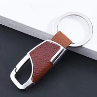 Classic Business Men Keychain Leather 2 Colors Metal Round Buckle Waist Mounted Keyring Husband Father Day Gift Daily Decoration