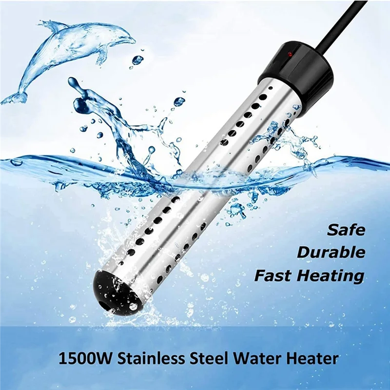 Immersion Water Heater, 1500W Electric Bucket Heater with Timer Auto Shut Off Hot Tub Heater for Home Winter US Plug HOT