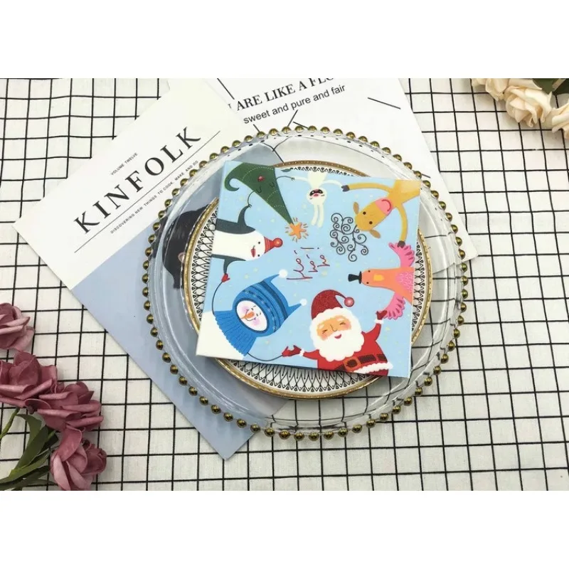 

Красочные салфетки с принтом, Рождественская мультяшная модель, настольные салфетки для пищевых продуктов, праздничные складные бумажные салфетки для выпечки, оптовая продажа