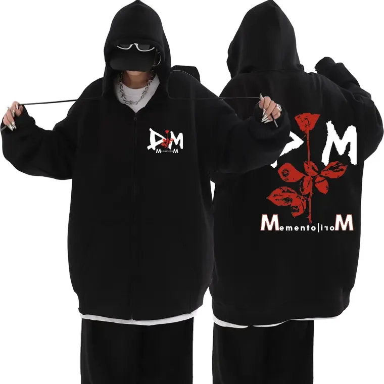 

British Band Depeche Cool Mode Enjoy The Silence Graphic Zipper Hoodie Male Casual Zip Sweatshirt Men Vintage Rock Zip Up Jacket