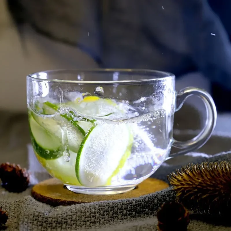 Description Picture 5 of itemAmber Heat-resistant Glass Coffee Tea Mug Drinks Dessert Breakfast Milk Cup Glass Mugs Handle Drinkware