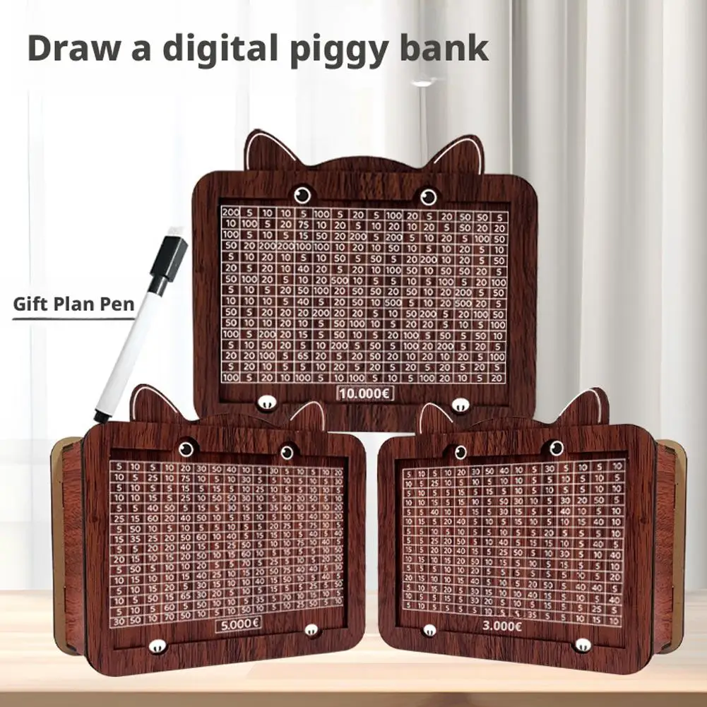 Houten spaarpot met spaardoel voor contant geld_voghion.com
