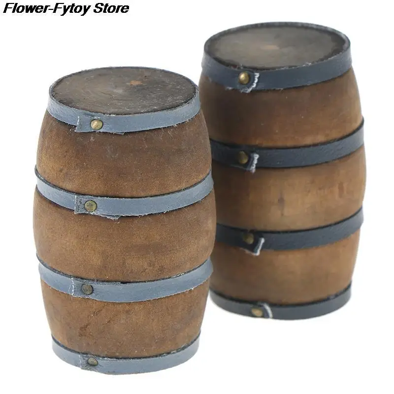 1:12 Scale Mini Dollhouse Wooden Red Wine Barrel Miniature Beer Barrel Beer Cask Beer Keg for Dolls House Decoration Accessories 4