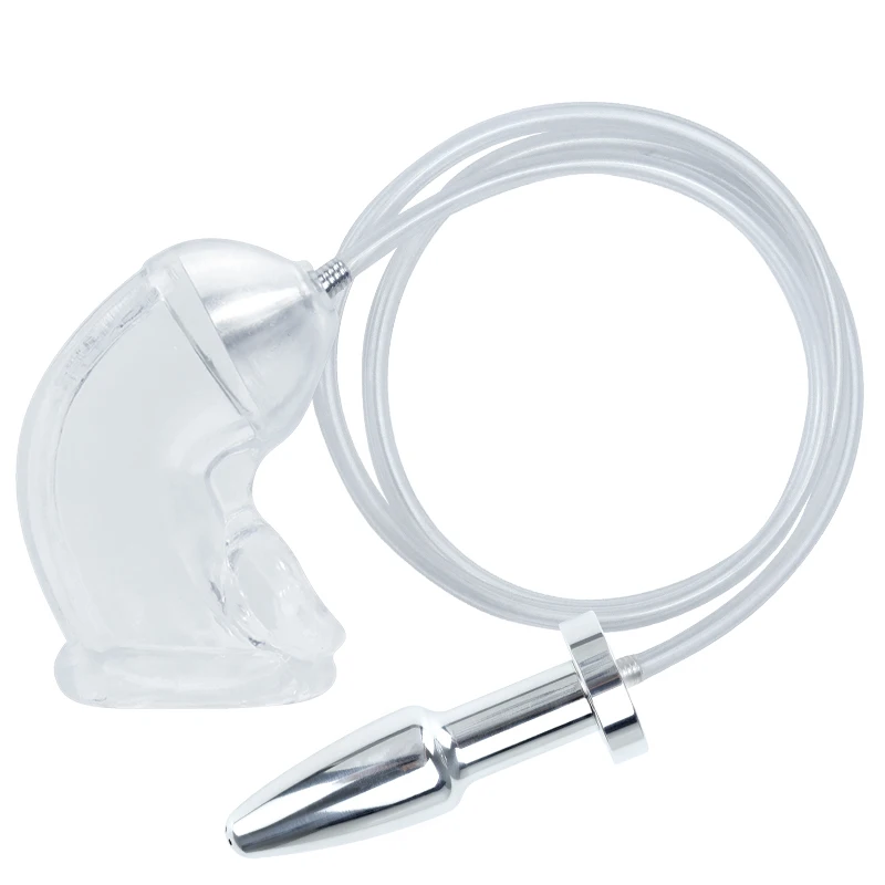 Penis Sleeve Metal Anal Butt Plug Silicone Chastity Cock Cage Penis Lock BDSM Restraint Prostate Massager Adult Sex Toy for Gay