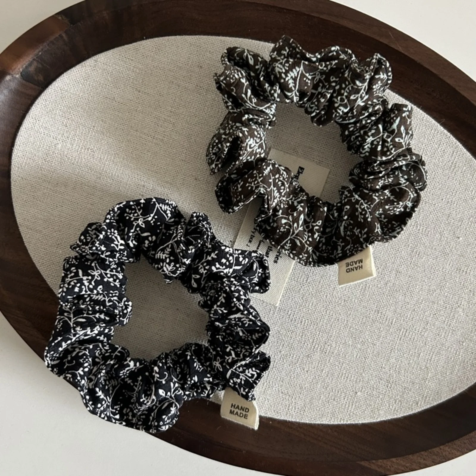 1PC Korean - Japanese Style Floral Print Hair Scrunchies Set, 3 - Piece Handmade Hair Ties, Elegant Hair Accessories for Women