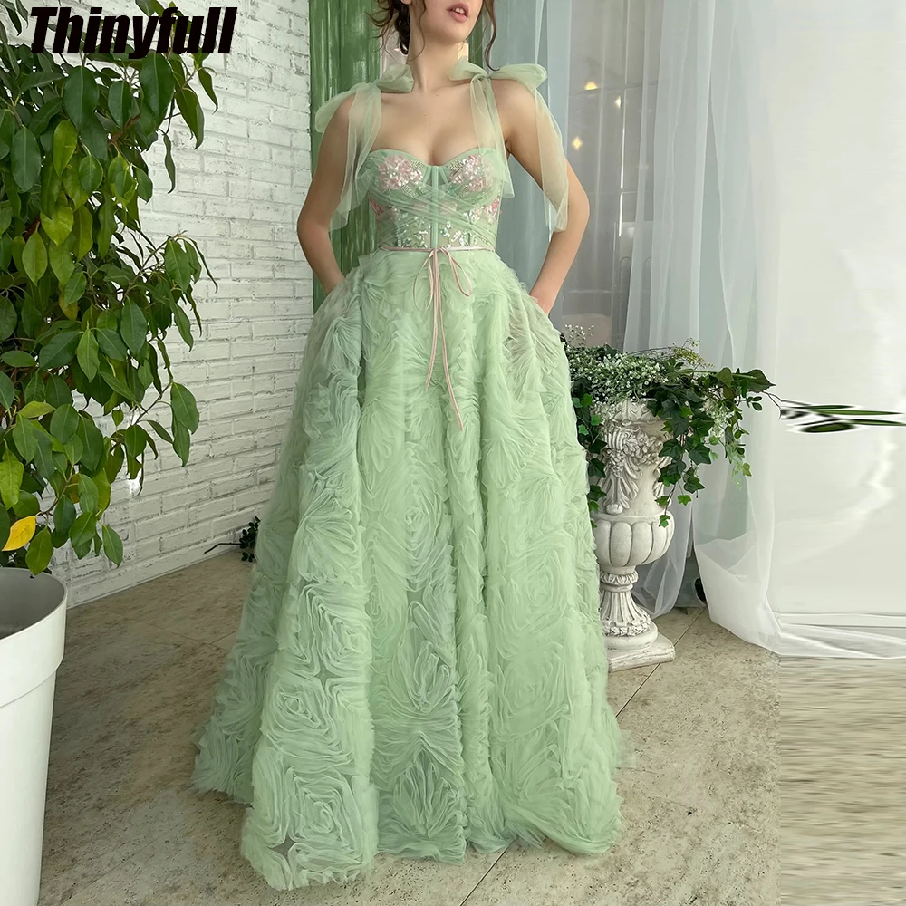 

Thinyfull A-line Tulle Prom Dresses Sweetheart Spaghetti Strap Evening Party Dress 2024 Formal Occasion Gowns Robe De Soirée