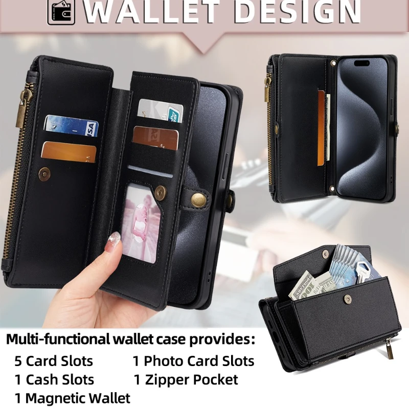 Crossbody Flip Wallet Phone Case with Stand and Card Slot