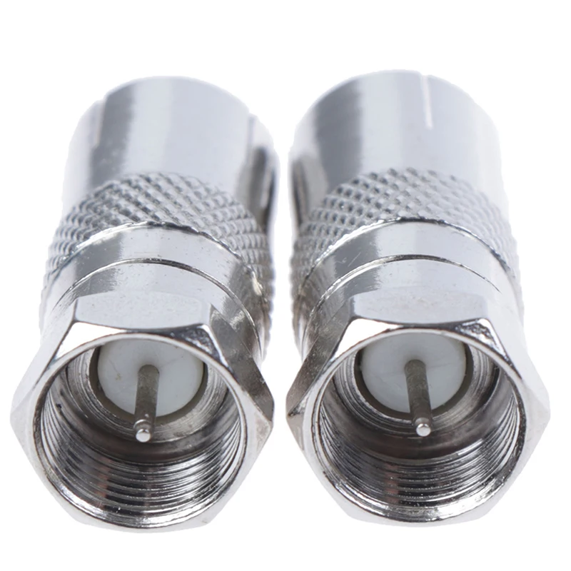 2Pcs F Type Male Plug Connector Socket to RF Coax TV Aerial Female Adapters