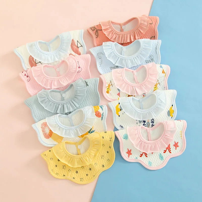 Baby Feeding Bibs 360 Degree Rotation Cotton Petal Infants Saliva Towel Newborn Toddler Soft Cotton Burp Cloth Kid Bib 1-3 Years